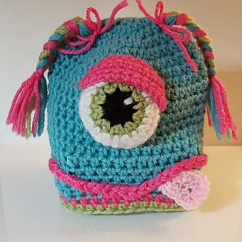 Handmade Monster Crochet Hat 14"
